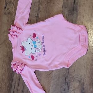 3-6 month long sleave pink onesie